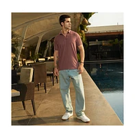 Campus Sutra Men's Grape Purple Texture-Lined Polo T-Shirt