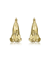 Sculptural Waterfall Hoop Earrings White Gold Plated or 14K