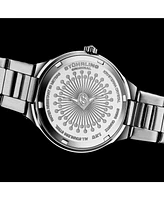 Stuhrling Original Women's Quartz Watch – Silver Dial with Swarovski Crystals & Triple-Row Stainless Steel Bracelet