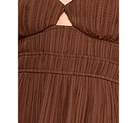 City Studios Juniors' Textured Keyhole Strappy Maxi Dress