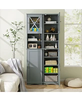 Tall Freestanding Bathroom Storage Cabinet with 5 Adjustable Shelves