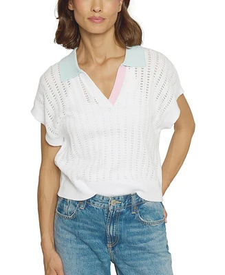 Central Park West Women's Colorblock Pointelle Polo