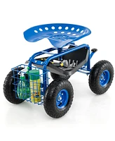 4-Wheel Rolling Garden Cart Work Seat