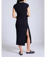 Motherhood Maternity Rib Knit Short Sleeve Raglan Midi Dress