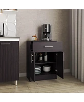 Barbados Pantry Organizer Cabinet with One Drawer, Two Interior Shelves, and Two Doors, Black Wengue