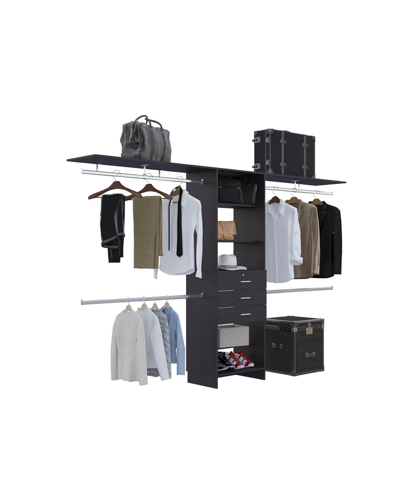 Salina Closet System, 3 Drawers, 5 Shelves, White
