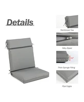 Aoodor 2Pcs Outdoor High Back Dining Chair Cushion Set, Fade and Water Resistant Polyester Fabric Cover with Ties Zipper, 20'' × 37''