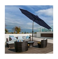 9 Feet Solar Led Lighted Patio Market Umbrella with Tilt Adjustment without Base