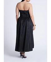Eloquii Plus Pleated Ruffle Neckline Midi Dress