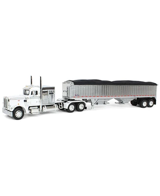 1/64 White Peterbilt 359 60" Sleeper w/ Wilson High Side Grain Trailer