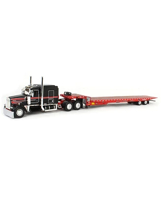 1/64 Viper Red Black Kenworth W900L with Landoll 440B-50CA Traveling Axle Trailer Dcp