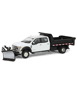 1/64 2020 F-450 Xlt Super Duty Dually with V-Plow & Dump Bed White 51396-b