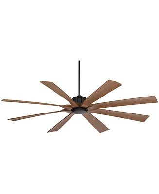 70" Defender Modern Industrial Indoor Outdoor Ceiling Fan with Remote Control Matte Black Hand-Painted Koa Damp Rated for Patio Exterior House Ho