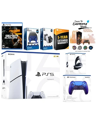 Sony Playstation 5 Slim Disc PS5 with Call of Duty: Black Ops 6, Volcanic Red Controller, Pulse Elite Headset, Gamer Starter Pack, Charge Dock and Mig