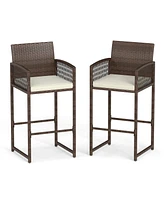 Outdoor Bar Stools Set of 2 Patio Bar Height Chairs with Cushions for Comfortable and Stylish Outdoor Seating