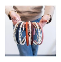Headband Set - Orange + Pearl + Silver