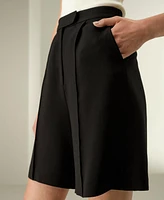 Lilysilk Women's Silk-Wool Blend Polished Shorts
