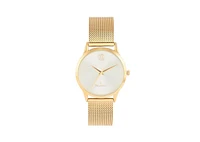 Peugeot Men's 40mm Wafer Slim Champagne Dial Gold Plated Case Watch with Mesh Band