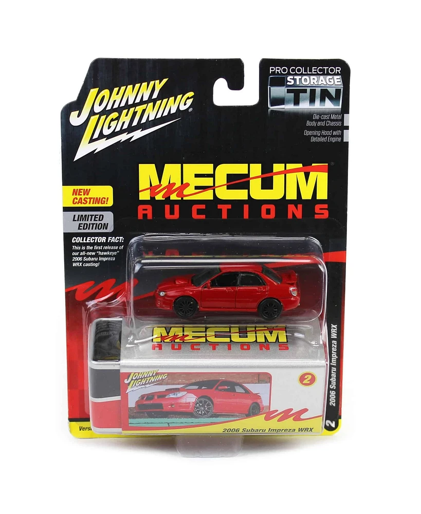 1/64 2006 Subaru Impreza Wrx Red Mecum Johnny Lightning Storage Tin JLCT015-A2