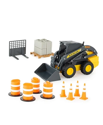 Tomy 1/16 Big Farm Yellow New Holland L225 Skid Steer Set with Accessories