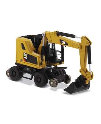 1/87 Caterpillar Railroad Wheeled Excavator, Cat Yellow Version with Tools