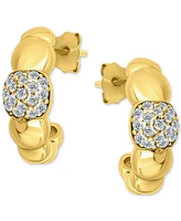 Giani Bernini Cubic Zirconia Accent Puffy Half Hoop Earrings Sterling Silver (also 18k Yellow Gold over Silver), Exclusively at Macy's