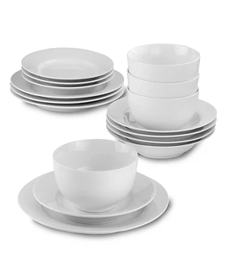 Euro Ceramica Essential Classic Rim 16 Pc. Dinnerware Set, Service for 4