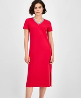 Tommy Hilfiger Women's V-Neck Short-Sleeve Midi Dress