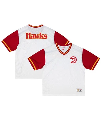 Mitchell & Ness Men's White Atlanta Hawks Fashion Mesh V-Neck T-Shirt