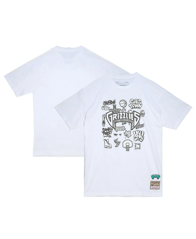 Mitchell & Ness Men's White Vancouver Grizzlies Hardwood Classics Doodle T-Shirt