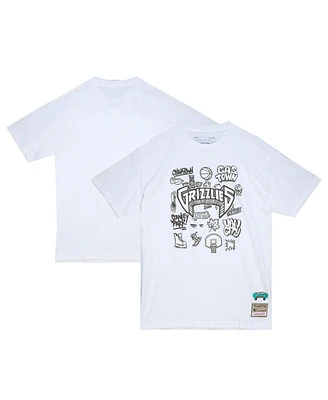 Mitchell & Ness Men's White Vancouver Grizzlies Hardwood Classics Doodle T-Shirt