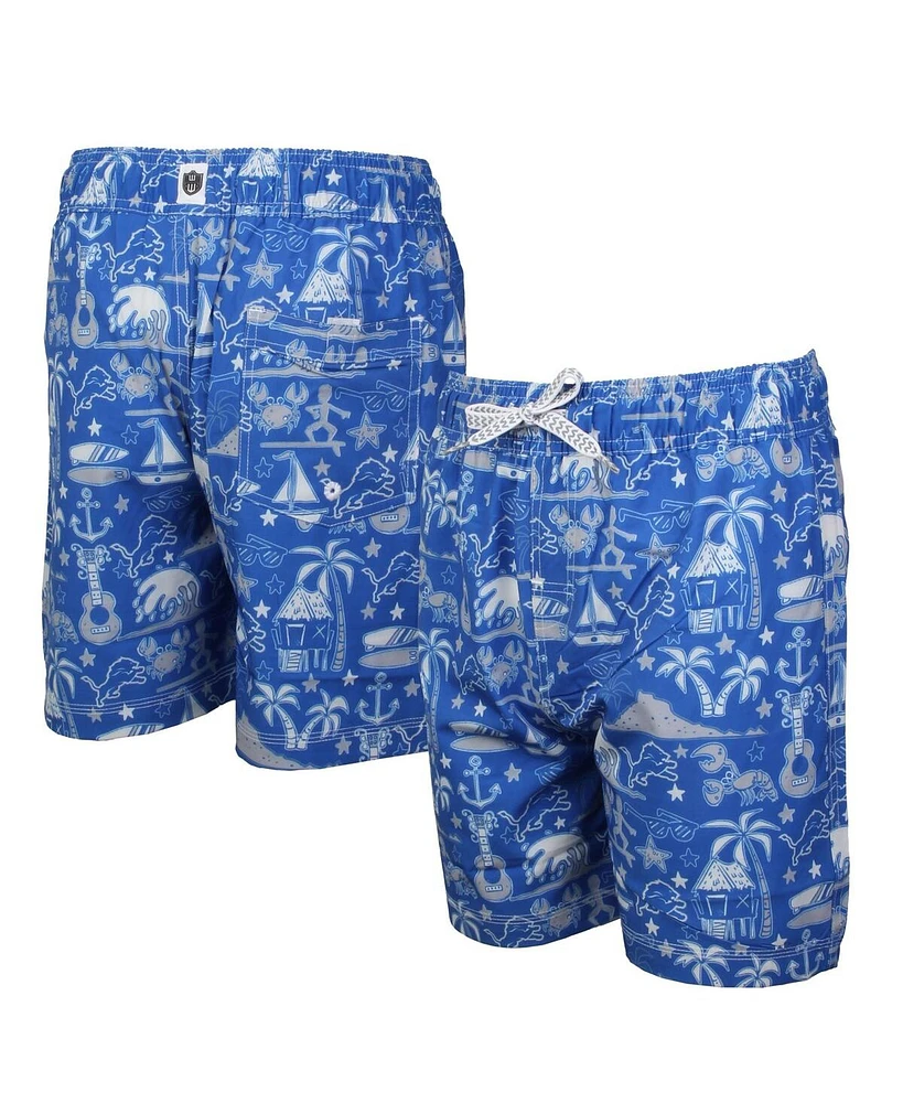 Wes & Willy Big Boys and Girls Blue Detroit Lions Luau Swim Trunks