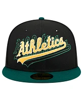 New Era Men's Black Athletics Shadow Stitch 59FIFTY Fitted Hat