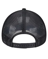 New Era Men's Black/White Utah Jazz Tip Off A-Frame Trucker 9FORTY Adjustable Hat
