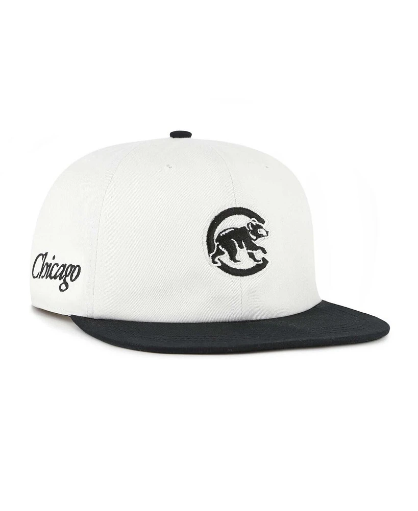 '47 Brand Men's White/Black Chicago Cubs Foundation Captain Snapback Hat