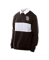 New Era Men's Dark Brown San Diego Padres Throwback Prep Color Block Rugby Polo Shirt