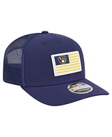 New Era Men's Navy Milwaukee Brewers Flag 9SEVENTY Stretch-Snap Hat
