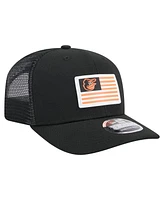 New Era Men's Black Baltimore Orioles Flag 9SEVENTY Stretch-Snap Hat