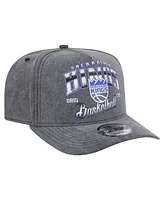 New Era Men's Charcoal Sacramento Kings Throwback Washed Pre-Curved 9FIFTY Snapback Hat