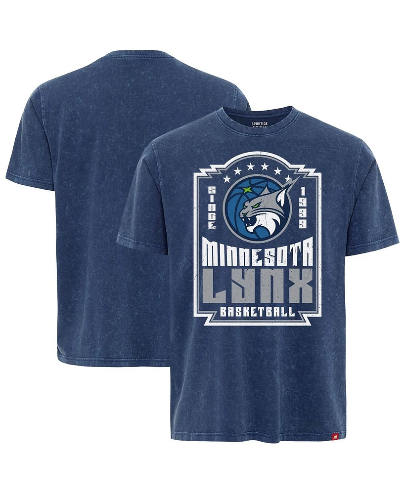 Sportiqe Men's and Women's Blue Minnesota Lynx Rock Roll Collection Angus Mineral Wash Premium T-Shirt