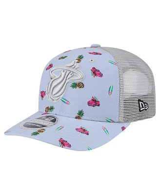 New Era Men's Light Blue/Gray Miami Heat Adventure Aloha Pattern 9SEVENTY Stretch-Snap Hat