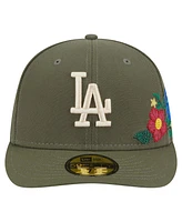 New Era Men's Olive Los Angeles Dodgers Tonal Florals 59FIFTY Fitted Hat