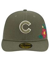 New Era Men's Olive Chicago Cubs Tonal Florals 59FIFTY Fitted Hat