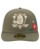 New Era Men's Olive Anaheim Ducks Tonal Florals 59FIFTY Fitted Hat