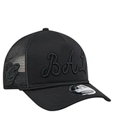 New Era Men's Black Baltimore Orioles City Initial 9FORTY A-Frame M-Crown Adjustable Trucker Hat