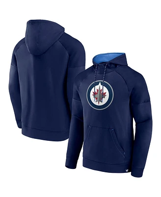 Fanatics Men's Navy Winnipeg Jets Iconic Defender Raglan Pullover Hoodie