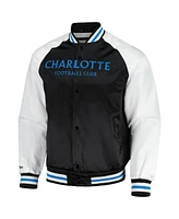 Mitchell & Ness Men's Black Charlotte Fc Satin Raglan Full-Snap Jacket