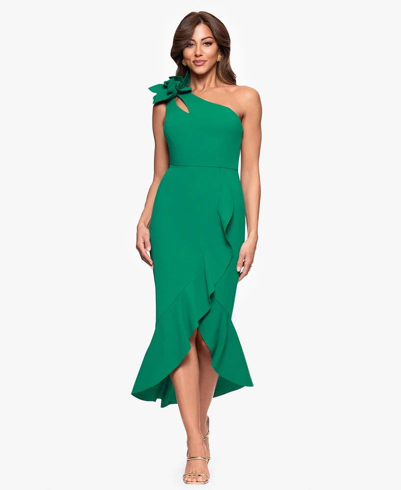 Xscape Women's Asymmetrical Ruffled High-Low Dress