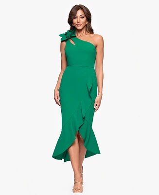 Xscape Women's Asymmetrical Ruffled High-Low Dress