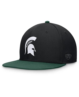 Top of the World Men's Black/Green Michigan State Spartans Rally Two-Tone Fitted Hat